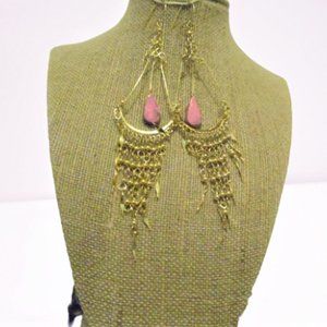 Rodonithe  Semiprecious Stone Earrings Gold Plated